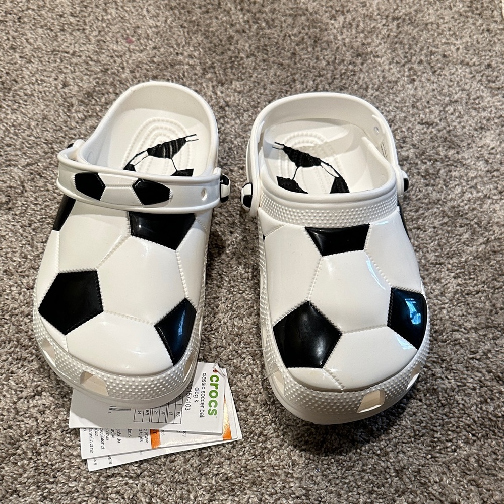 CROCS Kids Soccer Slippers - Black and White